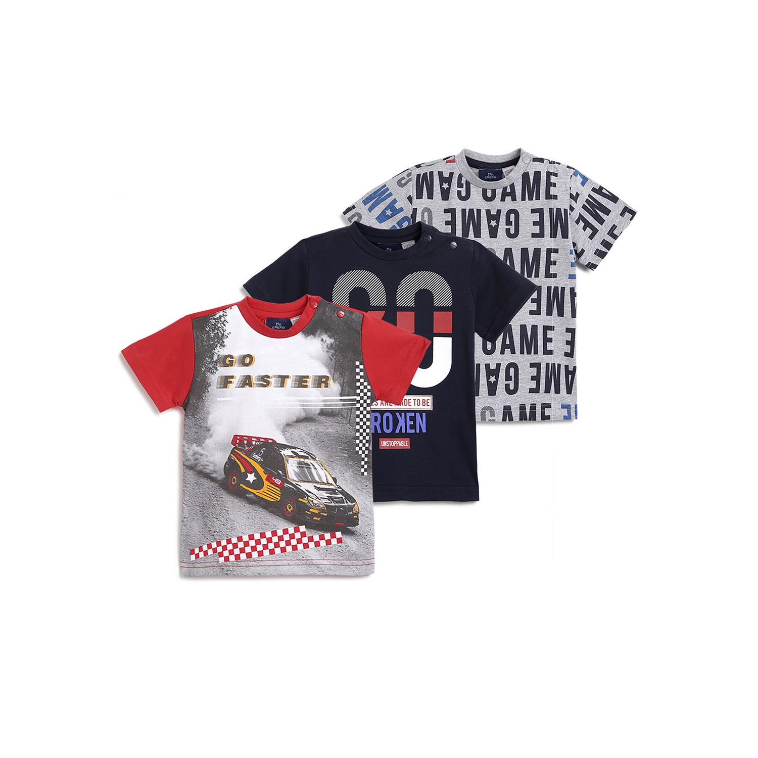 Boys Multicolor Printed T-shirt (Pack of 3)-Black